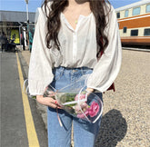 Long Sleeve Elegant French Style Loose Blouse Shirt